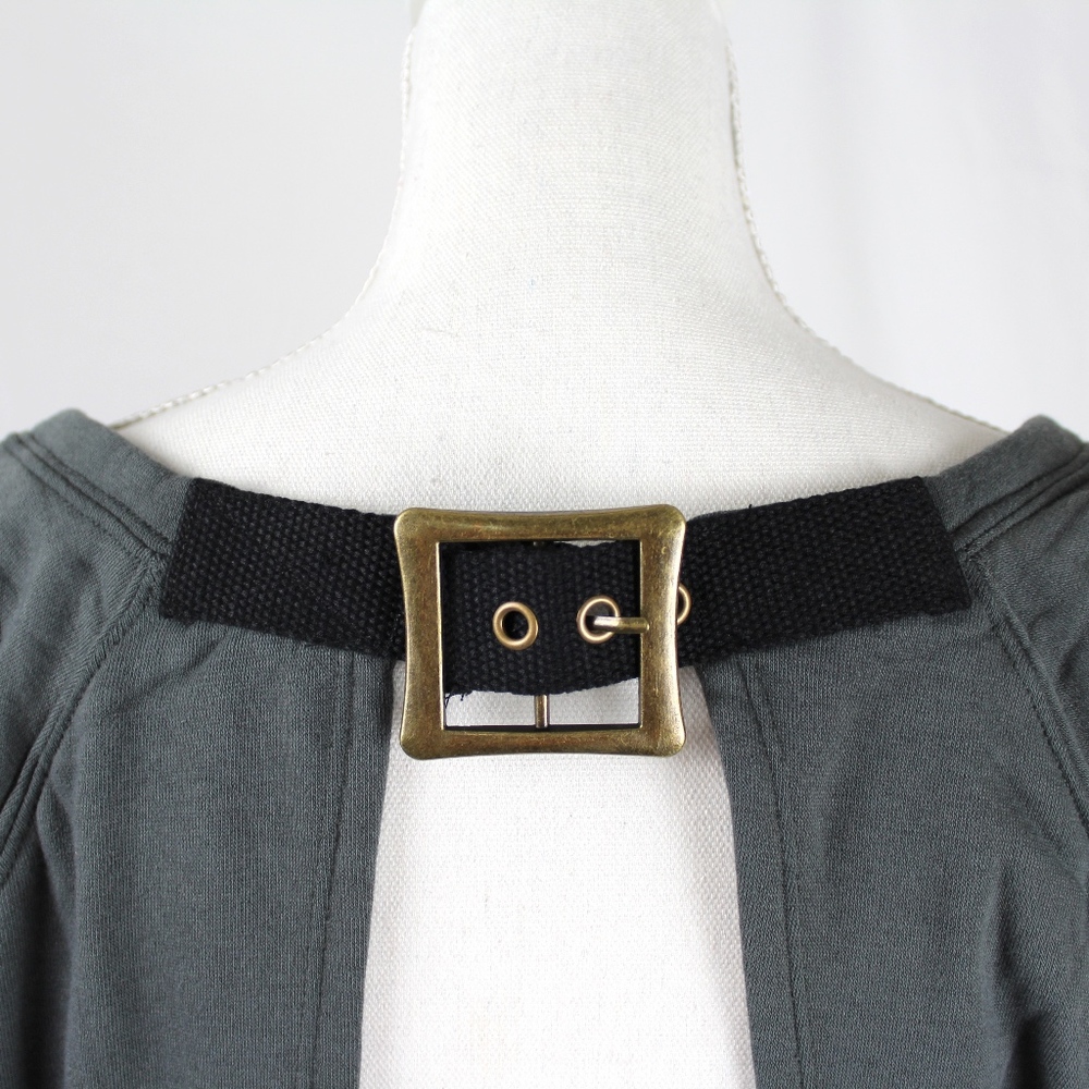 VENUS NWOT Buckle Detail Ripped Sweatshirt Grey - Picture 3 of 8